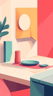 简约风室内餐桌场景布置