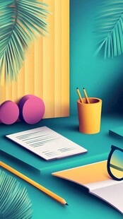 清新办公桌面文具小景