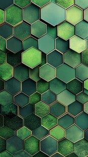 绿色六边形立体几何背景图