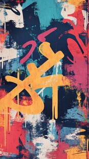 创意涂鸦艺术风格抽象画面