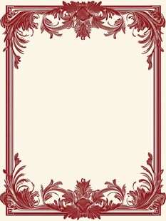 复古红色花纹装饰边框