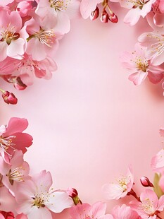 粉色樱花环绕的梦幻背景