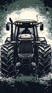 复古风格的农用拖拉机画面