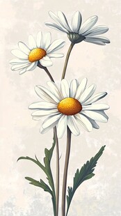 三朵清新雏菊插画