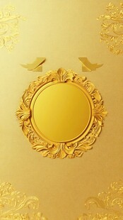 金色浮雕圆框与飞鸟背景