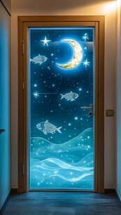 梦幻星空海洋主题玻璃门