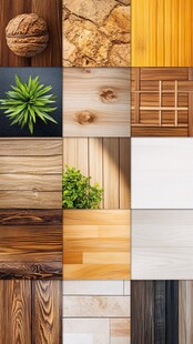 多样木质纹理与绿植素材