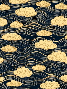 中式云纹海浪传统图案