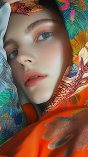 彩衣覆面的迷人少女