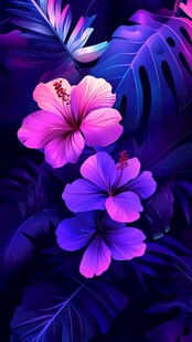 梦幻紫调热带花卉植物图