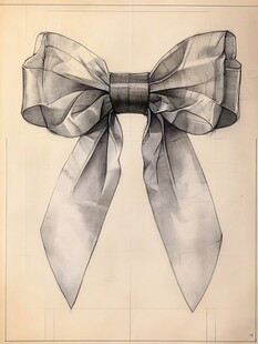 手绘蝴蝶结素描图