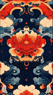 中式传统牡丹云纹装饰图案