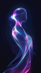 梦幻光影人形轮廓艺术图