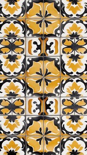 复古黄黑花纹瓷砖图案
