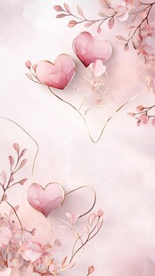 粉色浪漫心形花卉背景图