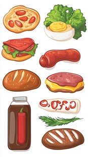 美味多样的西式食品集合