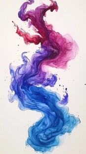梦幻彩墨交融艺术画面