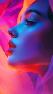 梦幻光影下的绝美女性侧颜