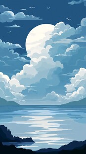月夜下的宁静湖景