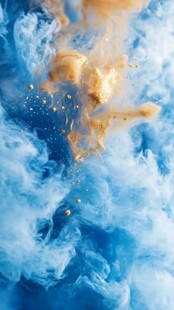 蓝金粉末碰撞的梦幻瞬间