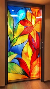 彩色玻璃艺术门绚丽图案