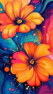 绚丽双花 梦幻色彩绘景