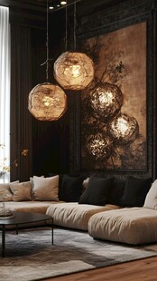 奢华复古风客厅吊灯装饰