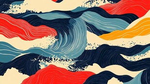 绚丽多彩海浪抽象图案