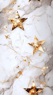 大理石上的璀璨金色星星