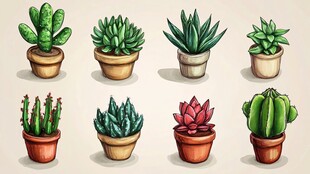 可爱多肉仙人掌盆栽集合