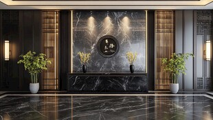 中式奢华大厅前台设计