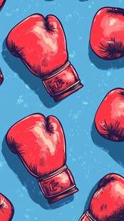 红色拳击手套蓝色背景图案