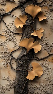 金属银杏叶艺术墙面装饰