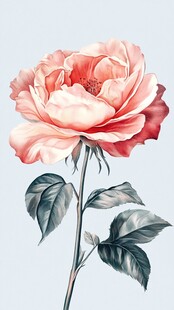 粉色娇艳玫瑰花插画