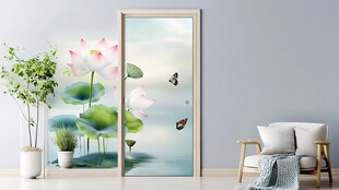 中式荷花移门 清新家居风