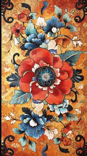 中式繁花图案精美装饰画