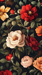 多彩花卉图案 复古风美学