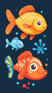 可爱卡通金鱼插画