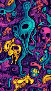 奇幻恐怖风骷髅涂鸦图案