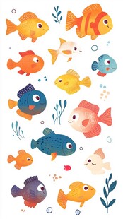 可爱多彩的海洋小鱼集合