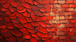 红瓦砖墙纹理特写