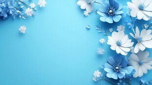 蓝白花卉背景图