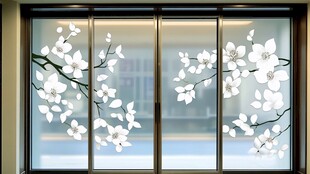 中式窗贴 素雅白梅绽窗前