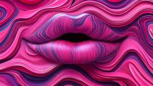 梦幻炫彩波纹嘴唇艺术图