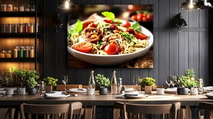 餐厅内的美味意面料理展示