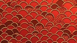红色金纹鱼鳞状中式底纹