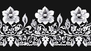 黑白花卉花纹装饰图案