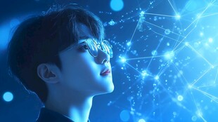 科技少年仰望梦幻数据空间