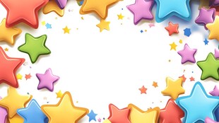 多彩星星环绕的梦幻边框