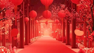 中式浪漫红妆婚礼场景